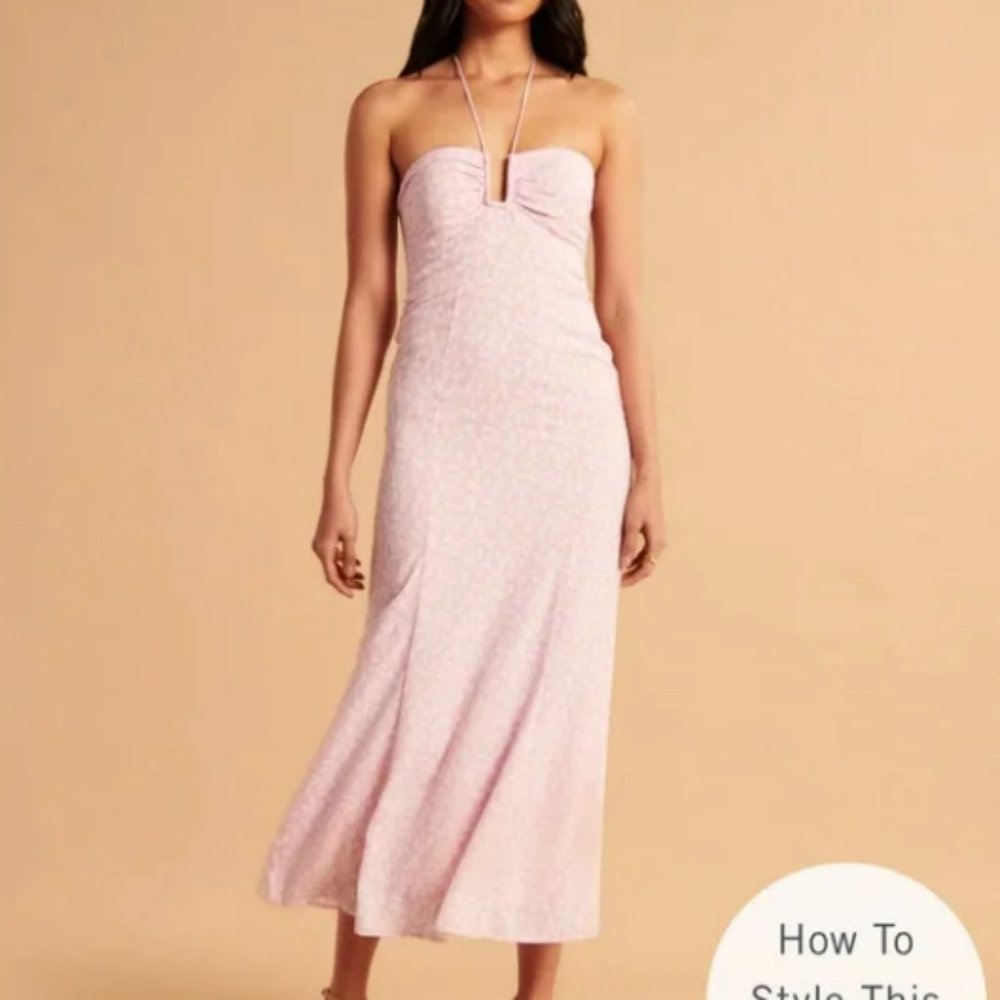 Abercrombie maxi halter light green and white floral print